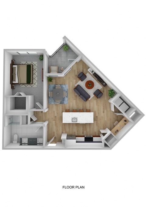 a floor plan of a 1 bedroom floor plan with a bathroom and a living room
